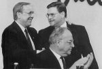 Kanzler der Einheit Helmut Kohl und der Hessische Ministerpräsident Walter Wallmann